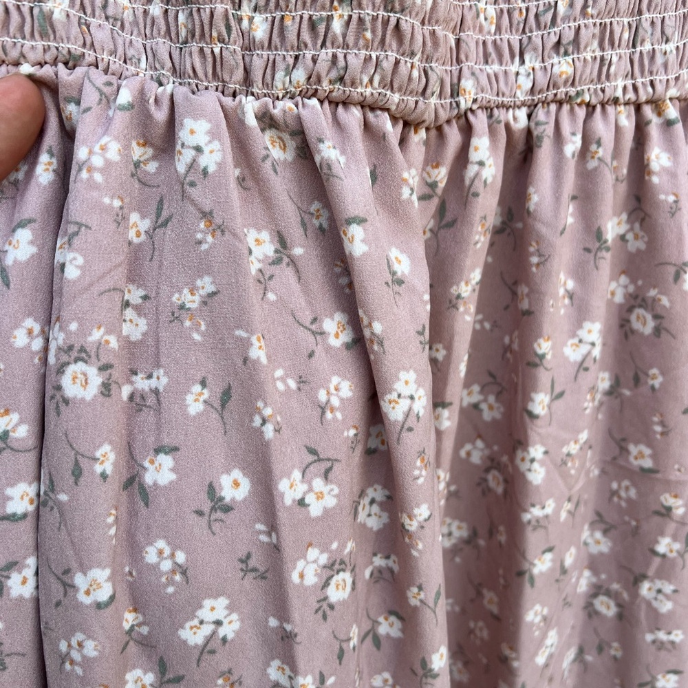By The River Pink Floral Smocked Long-Sleeve Cottagecore Dress - Picture 4 of 9
